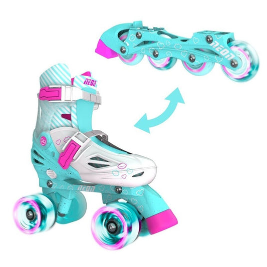 Patines Combo Neón Turquesa Rosa T30-33 Yvolution