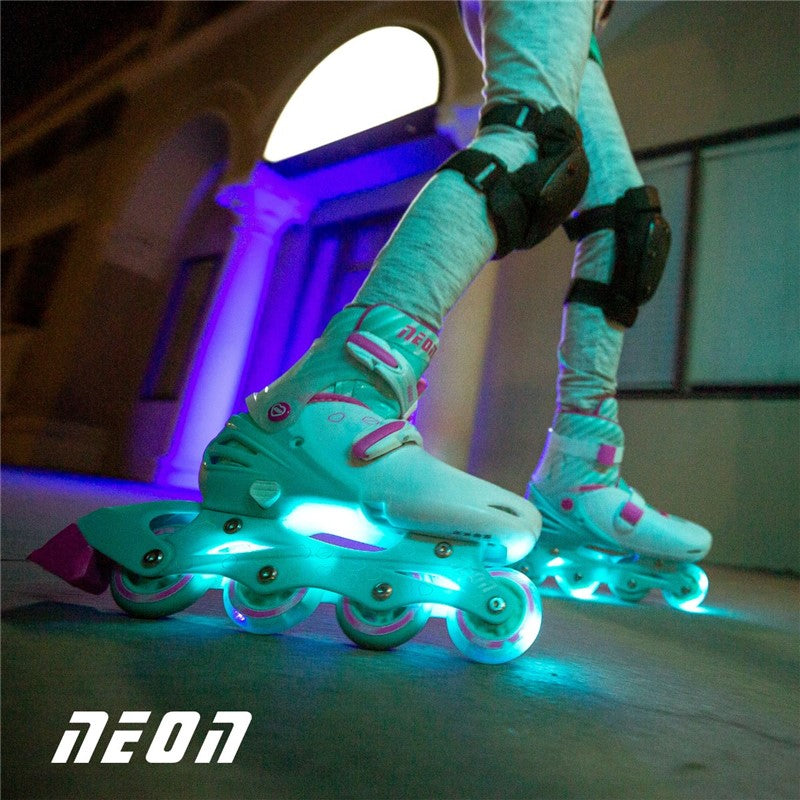 Patines Combo Neón Turquesa Rosa T30-33 Yvolution