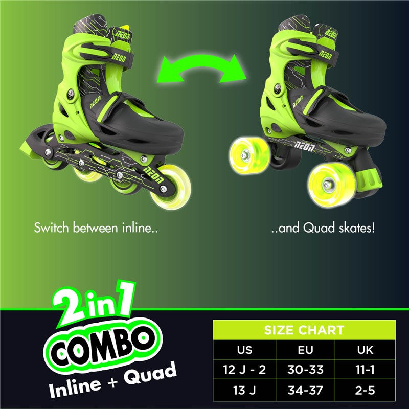 Patines Combo Neón Verde T30-33 Yvolution