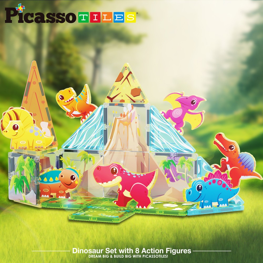 Bloques magnéticos Picasso Tiles Dinosaurios 26 piezas - Cefa Toys