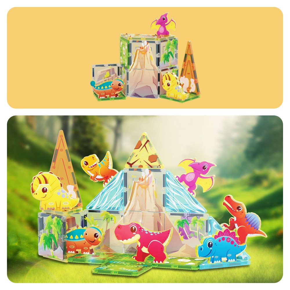 Bloques magnéticos Picasso Tiles Dinosaurios 26 piezas - Cefa Toys