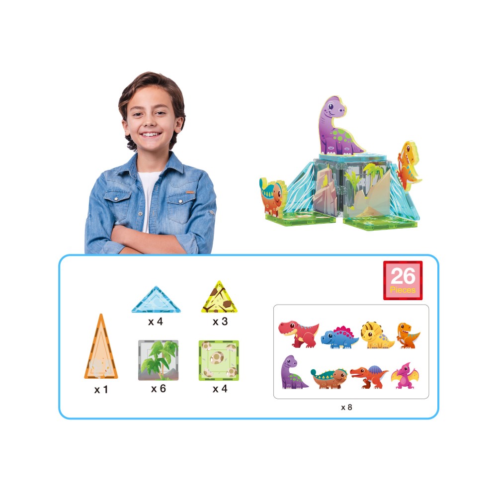 Bloques magnéticos Picasso Tiles Dinosaurios 26 piezas - Cefa Toys