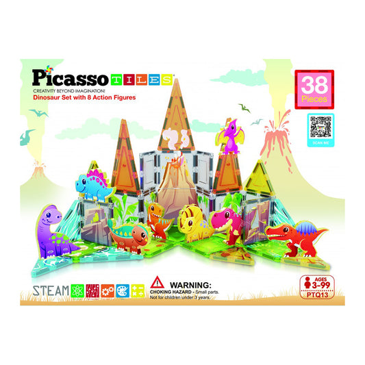 Bloques magnéticos Picasso Tiles Dinosaurios 8 figuras - Cefa Toys