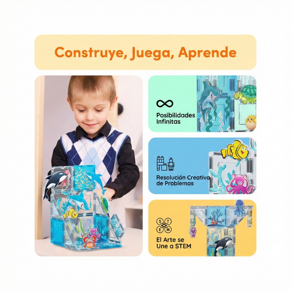 Bloques magnéticos Picasso Tiles Océano 26 piezas - Cefa Toys