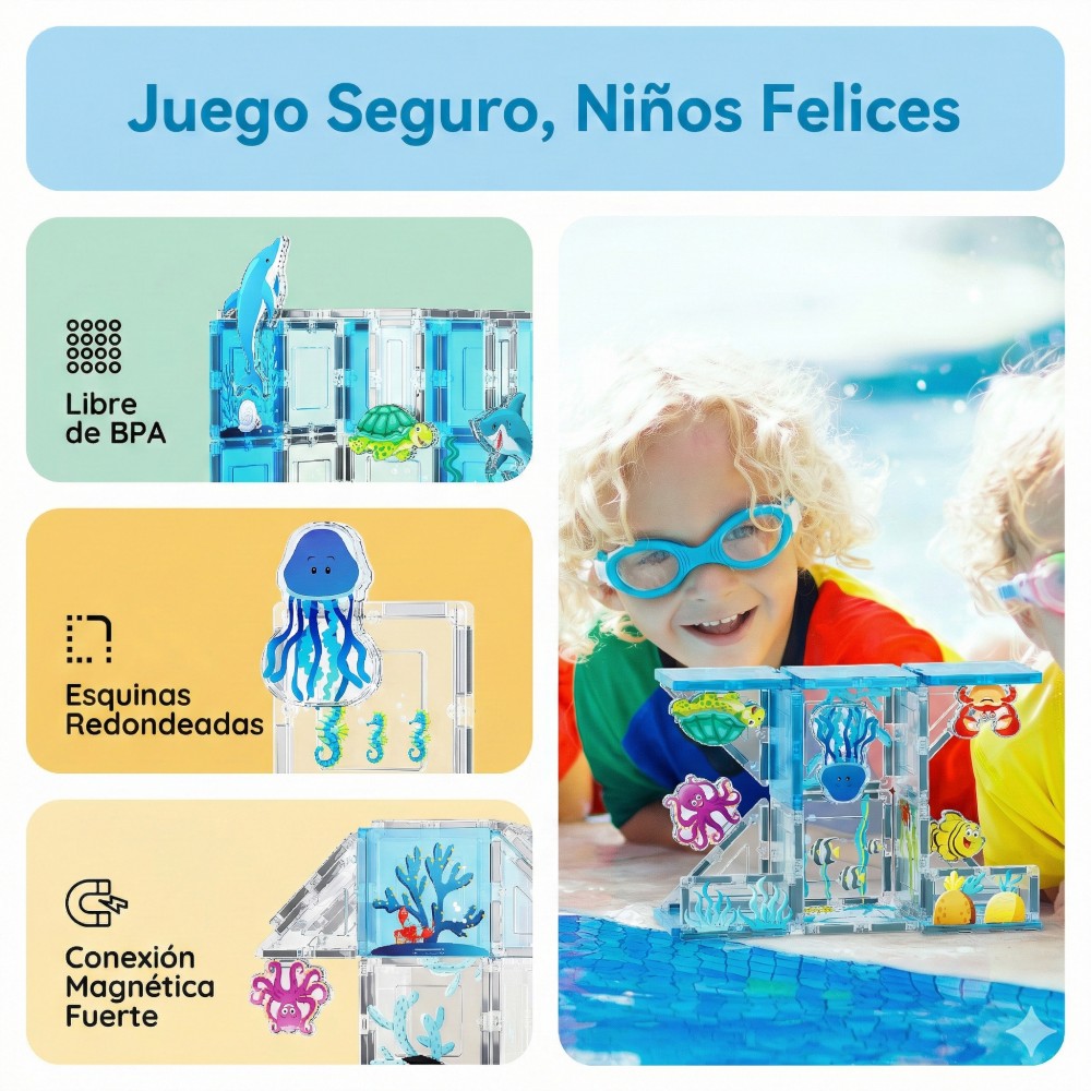 Bloques magnéticos Picasso Tiles Océano 26 piezas - Cefa Toys