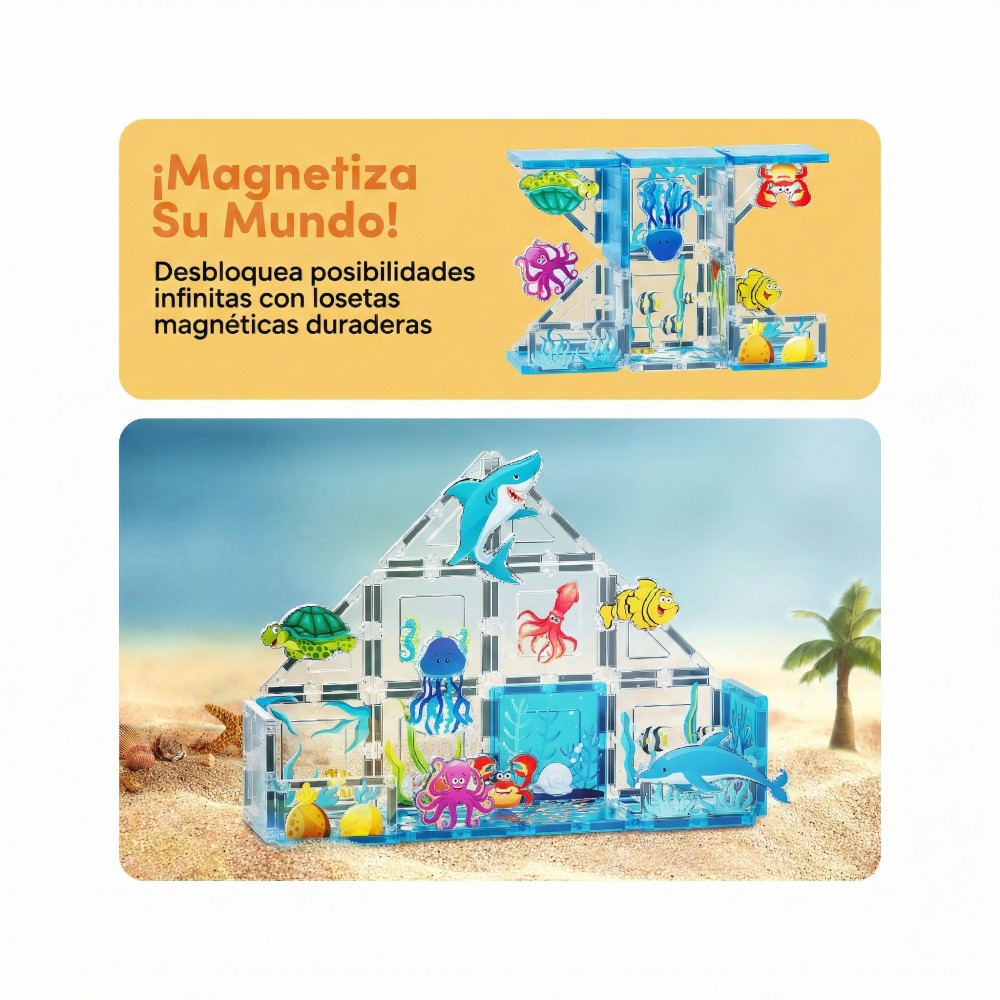 Bloques magnéticos Picasso Tiles Océano 26 piezas - Cefa Toys
