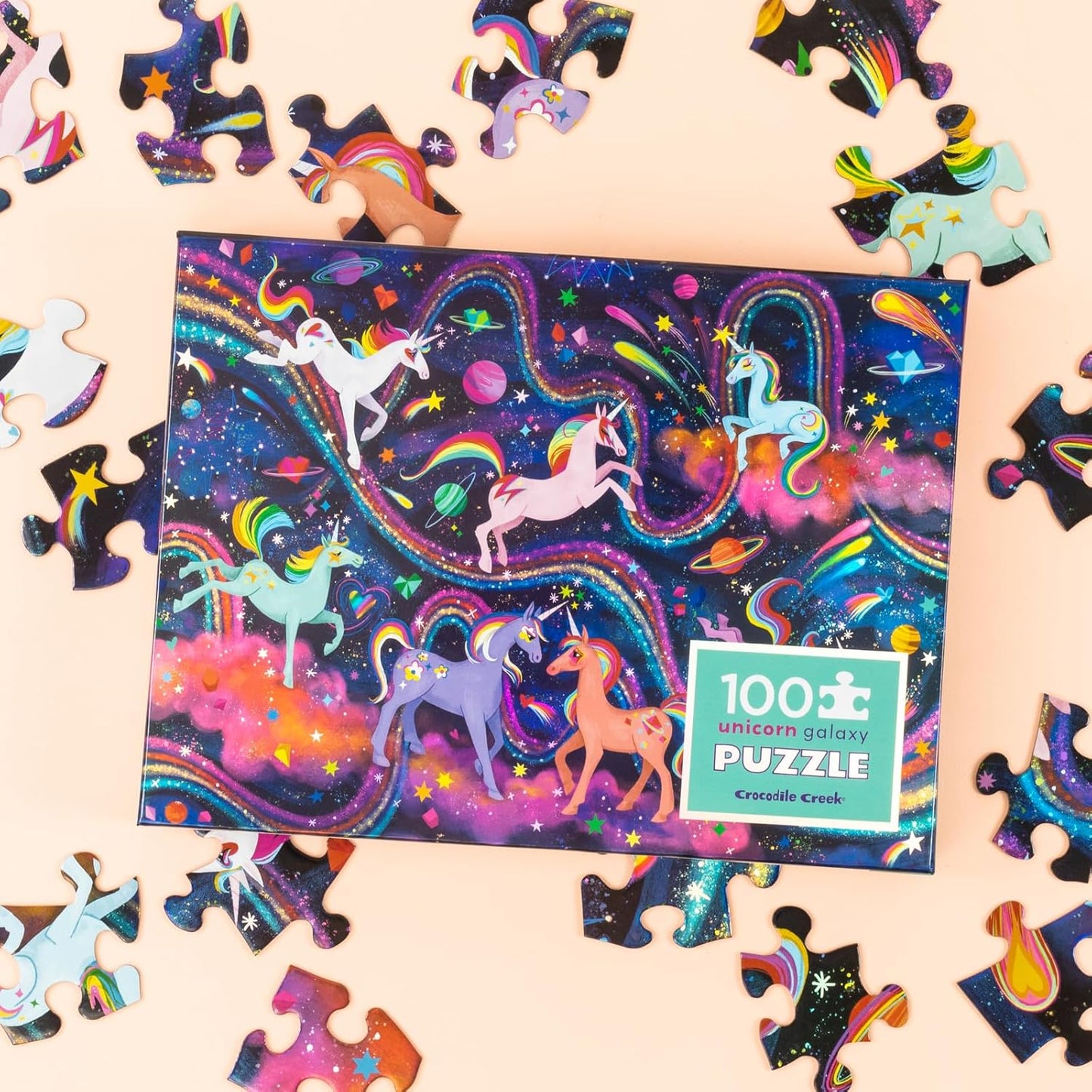 Puzzle holográfico 100 piezas Crocodile Creek - Unicorn Galaxy