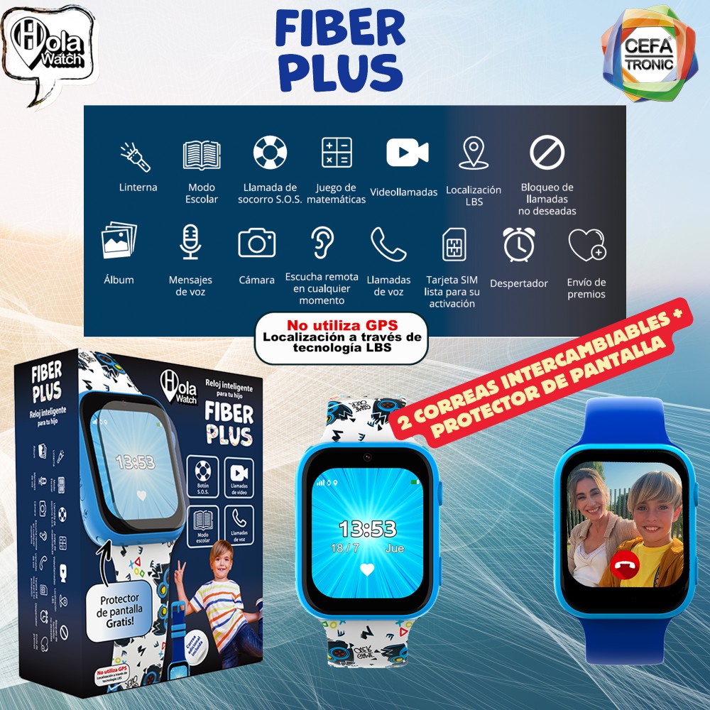 Reloj inteligente Holawatch "Fiber+ Blue" 4G - Cefa Tronic