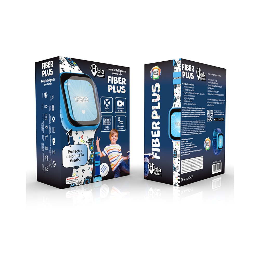 Reloj inteligente Holawatch "Fiber+ Blue" 4G - Cefa Tronic