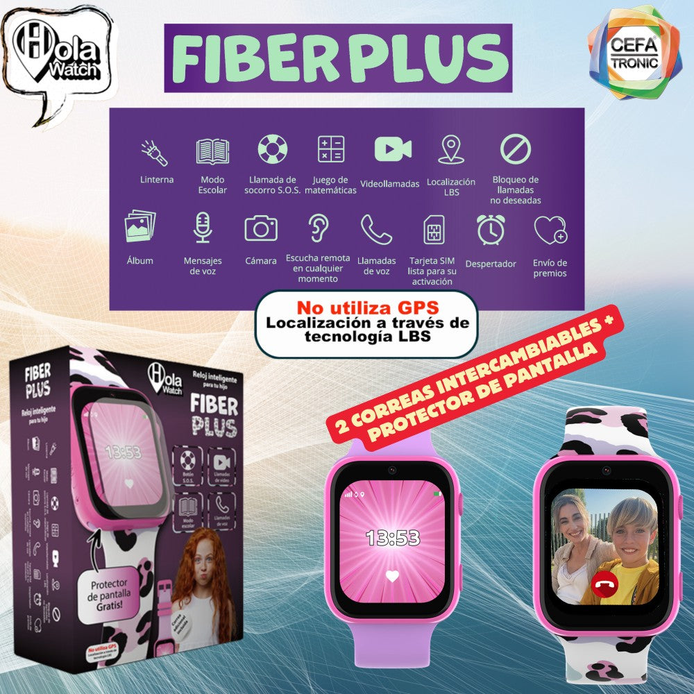 Reloj inteligente Holawatch "Fiber+ Pink" 4G - Cefa Tronic