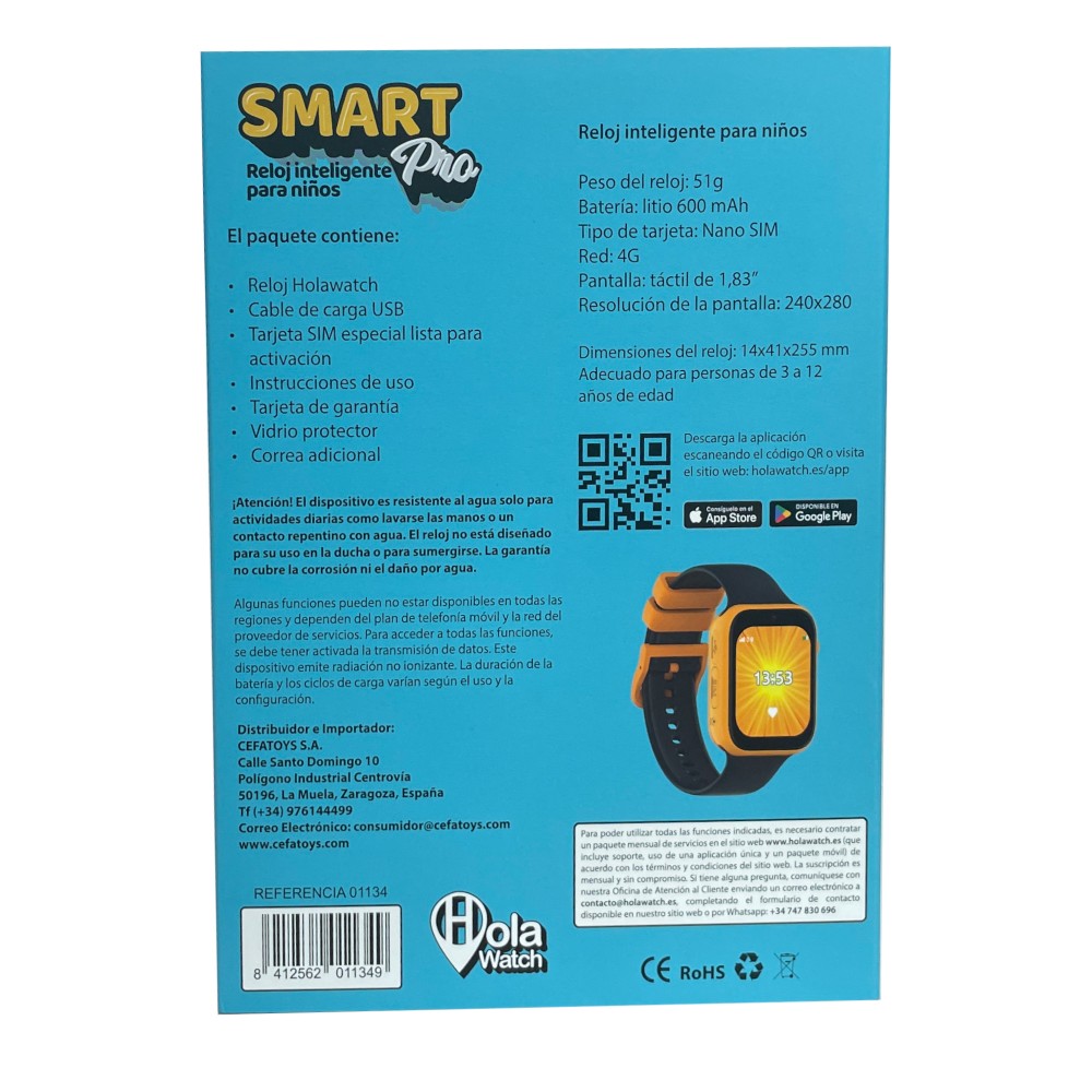 Reloj inteligente Holawatch "Smart Pro Black" - Cefa Tronic