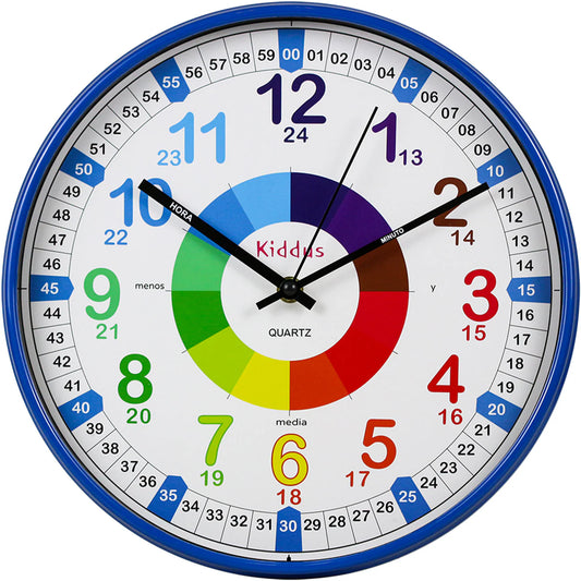 Reloj educativo de pared 30cm Kiddus - Blue