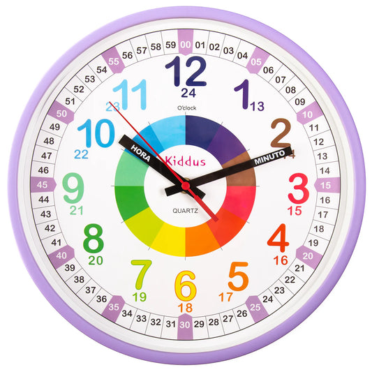 Reloj educativo de pared 30cm Kiddus - Purple