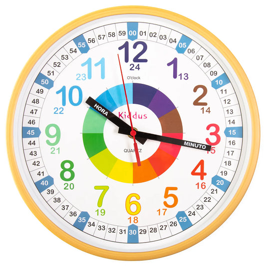 Reloj educativo de pared 30cm Kiddus - Wood