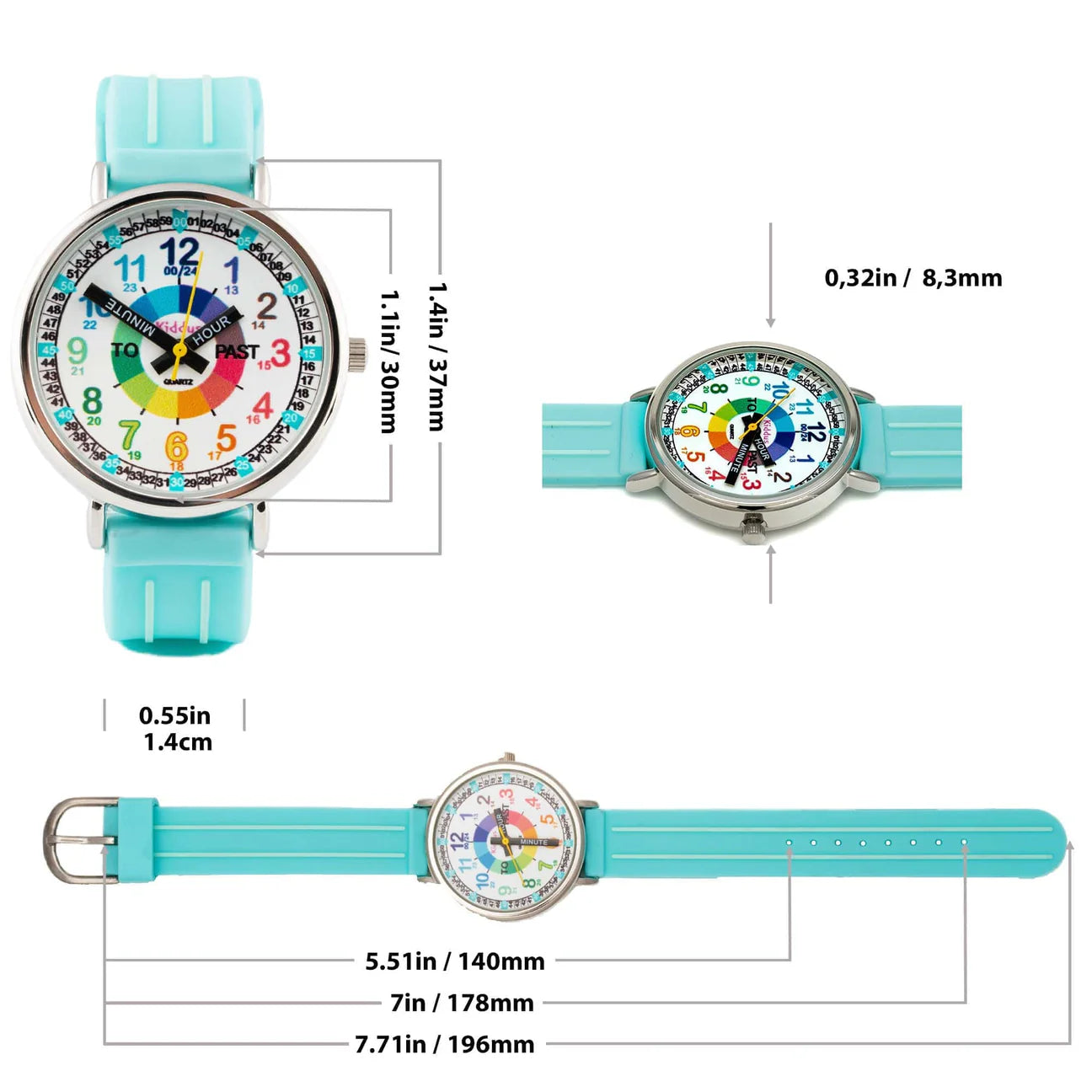Reloj para aprender la hora Kiddus - Turquoise