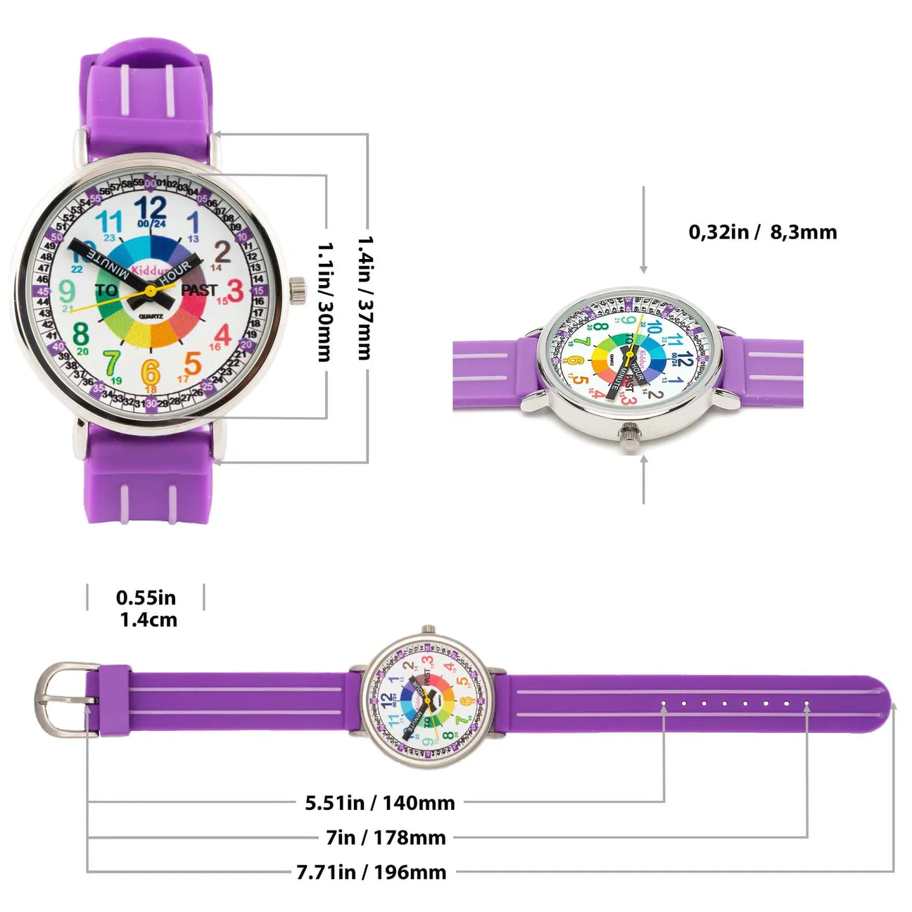 Reloj para aprender la hora Kiddus - Purple