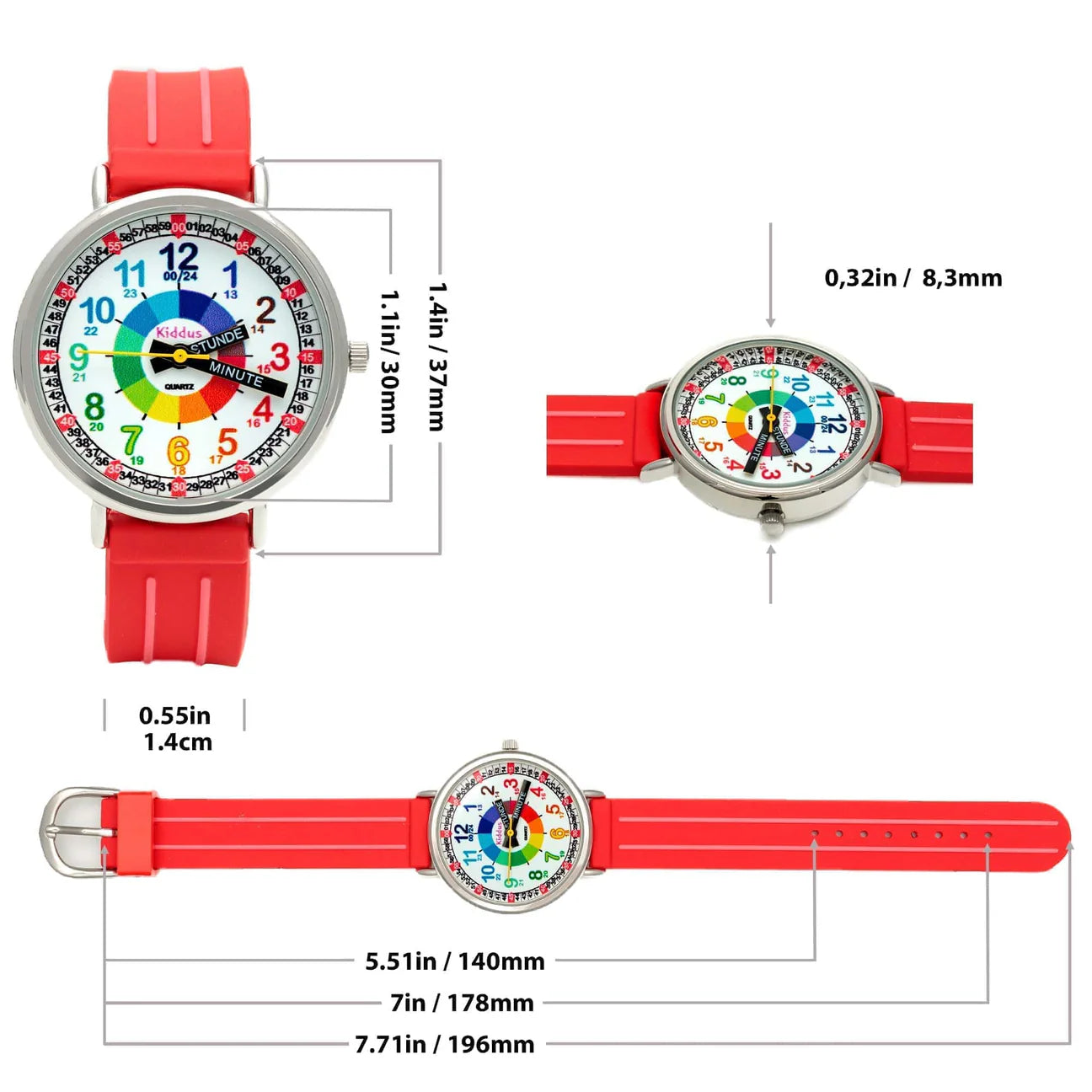 Reloj para aprender la hora Kiddus - Red