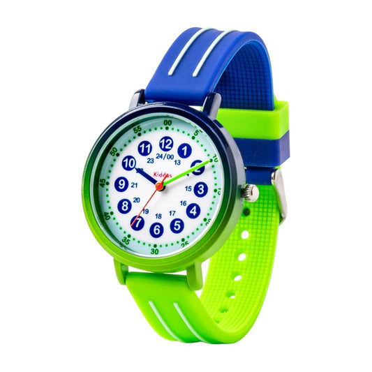 Reloj para aprender la hora Kiddus - Waterproof Blue/Green