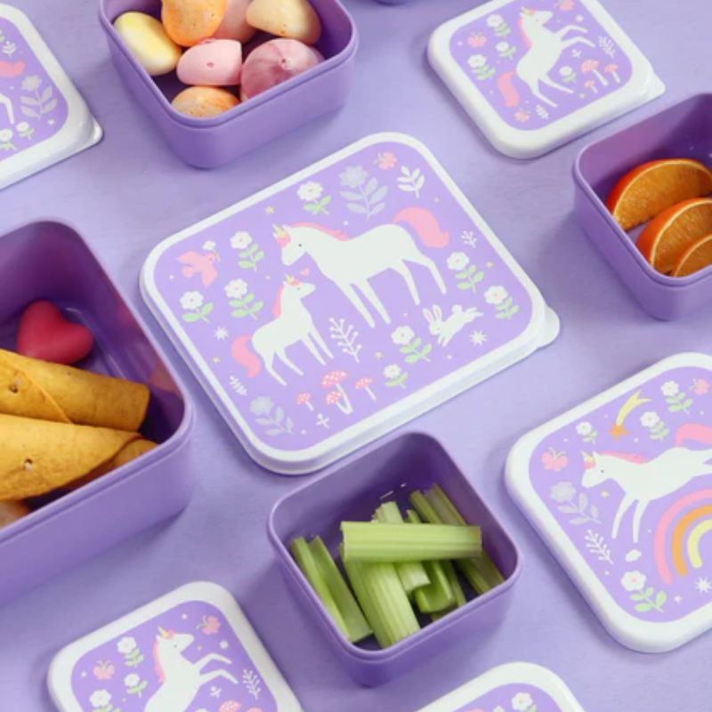 Set cajas almuerzo A Little Lovely Company Unicorn Dreams