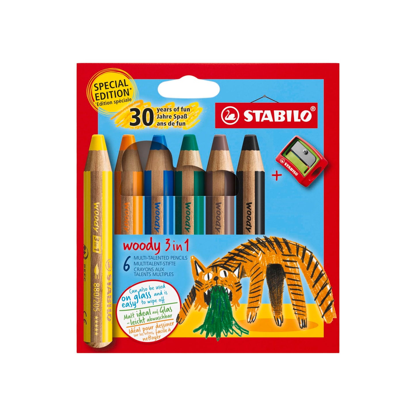 Lápices de colores Woody 3 en 1 - 6 unidades - Stabilo
