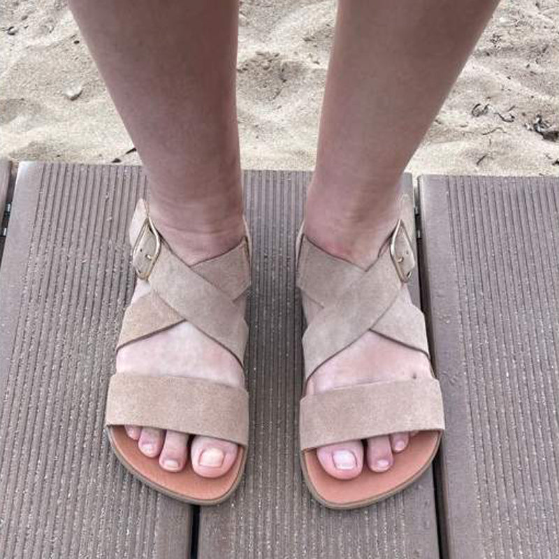 Sandalias Barefoot Adulto Vivant - Lino Serraje Camello