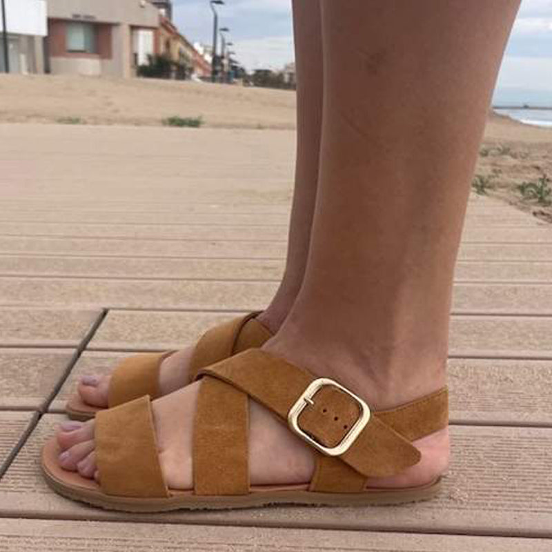 Sandalias Barefoot Adulto Vivant - Lino Serraje Whisky