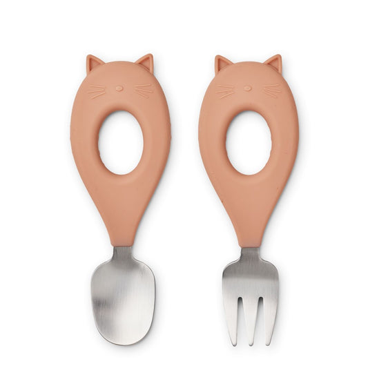 Set cuchara y tenedor Liewood Cat / Tuscany rose