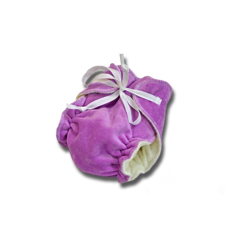 Pañal ajustado recién nacido (S) de terciopelo/bambú Kokosi violeta