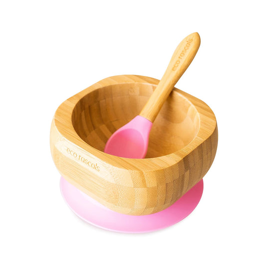 Bol de bambú con ventosa Eco Rascals rosa