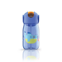 Cargar imagen en el visor de la galería, Botella con pajita 400ml Zoku azul tiburón
