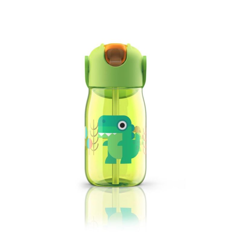 Botella con pajita 400ml Zoku verde cocodrilo