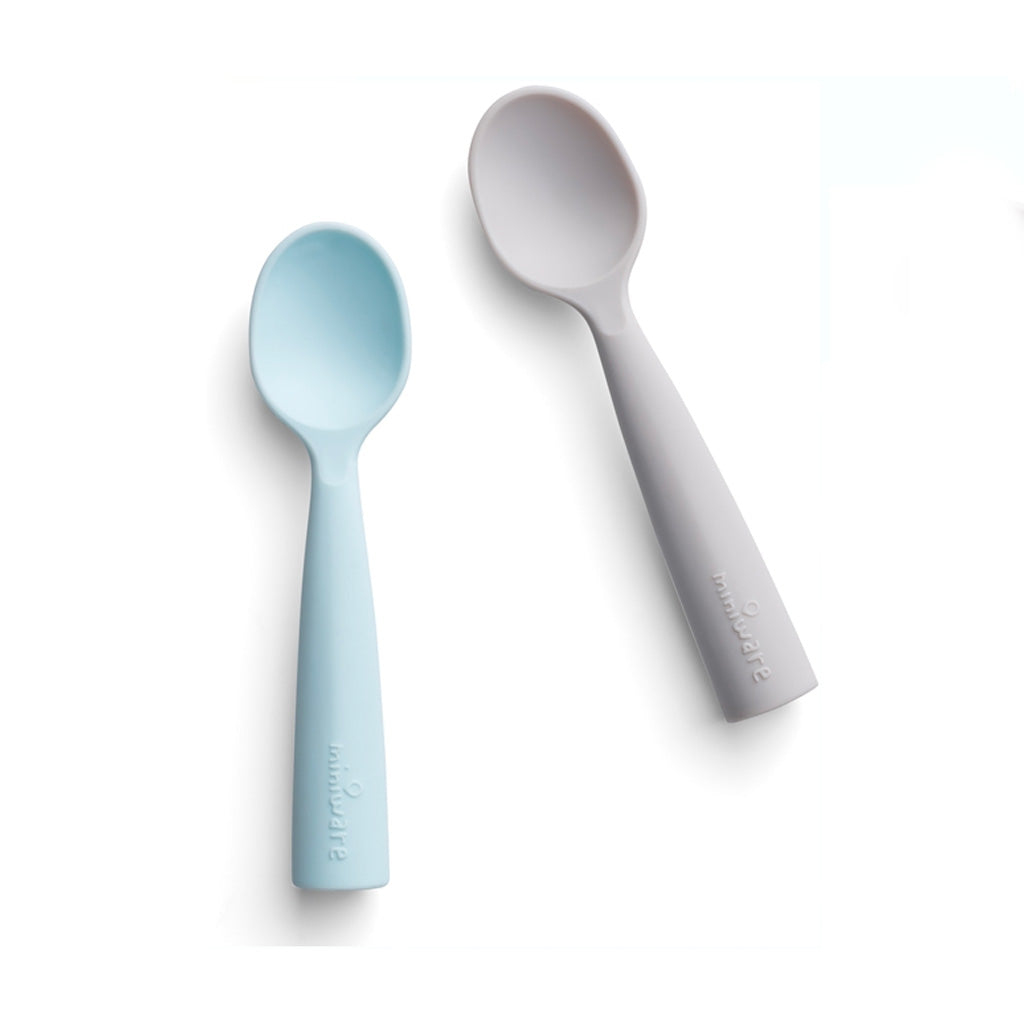 Pack 2 cucharas de silicona Miniware azul/gris