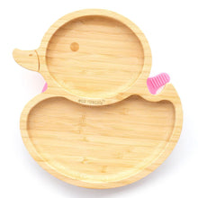 Cargar imagen en el visor de la galería, Plato de bambú con ventosa Eco Rascals pato amarillo
