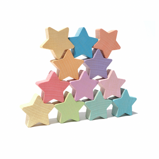 Estrellas arcoíris de madera pastel Ocamora