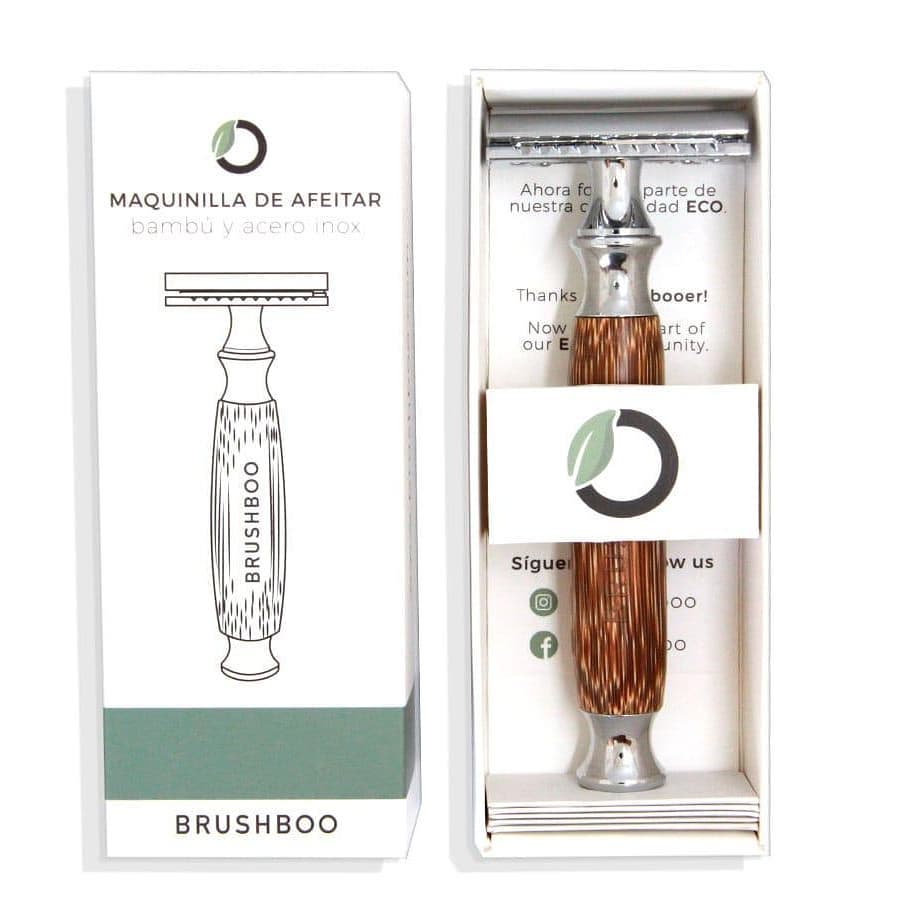 Maquinilla de afeitar de acero inoxidable y bambú Brushboo