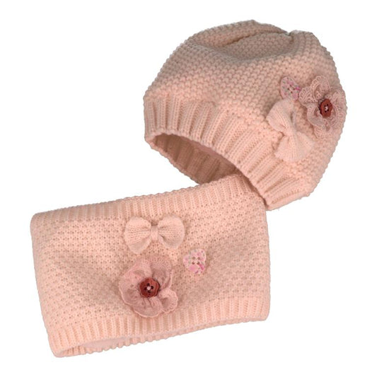 Set gorro y cuello flor